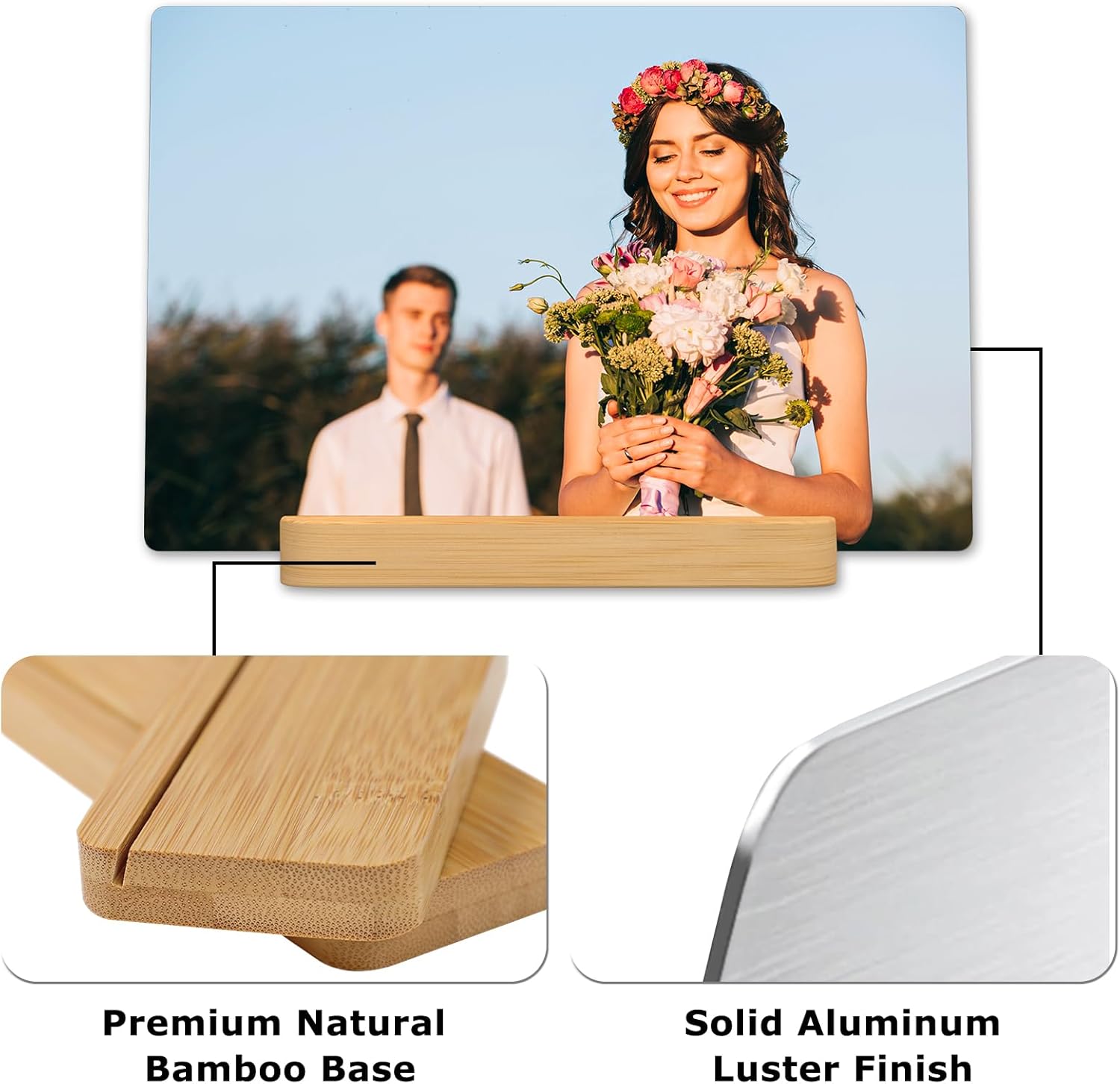 Custom Photo Metal Print with Bamboo Base