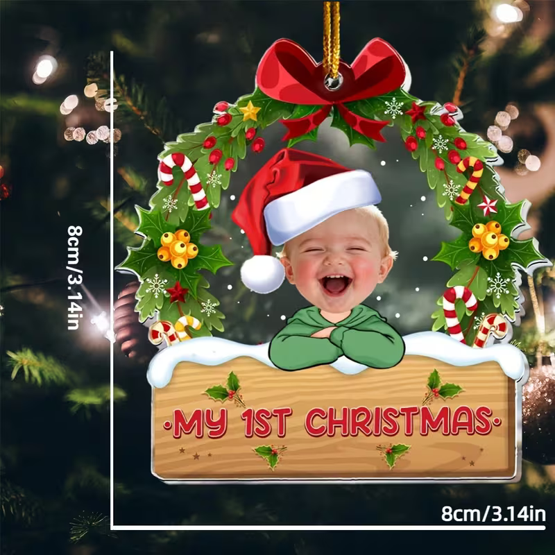 Personalized Baby Photo Acrylic Christmas Ornament
