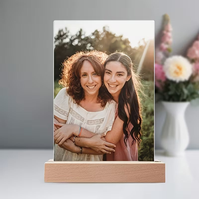 Personalized Photo Acrylic Display with Wooden Base