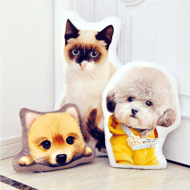 Custom Pet Shaped Pillows, Personalized Funny Pillow with Pet/Picture/People, Double Side 3D Printing Photo, for Birthday, Thanksgiving, Christmas, Halloween (16 inches)