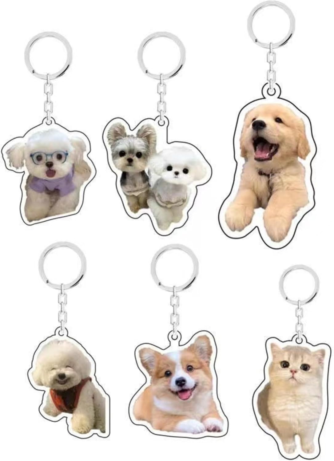 Personalized Photo Dog Cat Acrylic Keychain Custom Keyring Backpack Pendant Gift