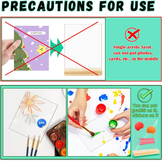 8 Pack 5 x 7 Inch Blank Clear Acrylic Table Displays with Wooden Stands - Ideal for DIY Name Cards, Menu Numbers, and Event Party Decorations(SINGLE LAYER)