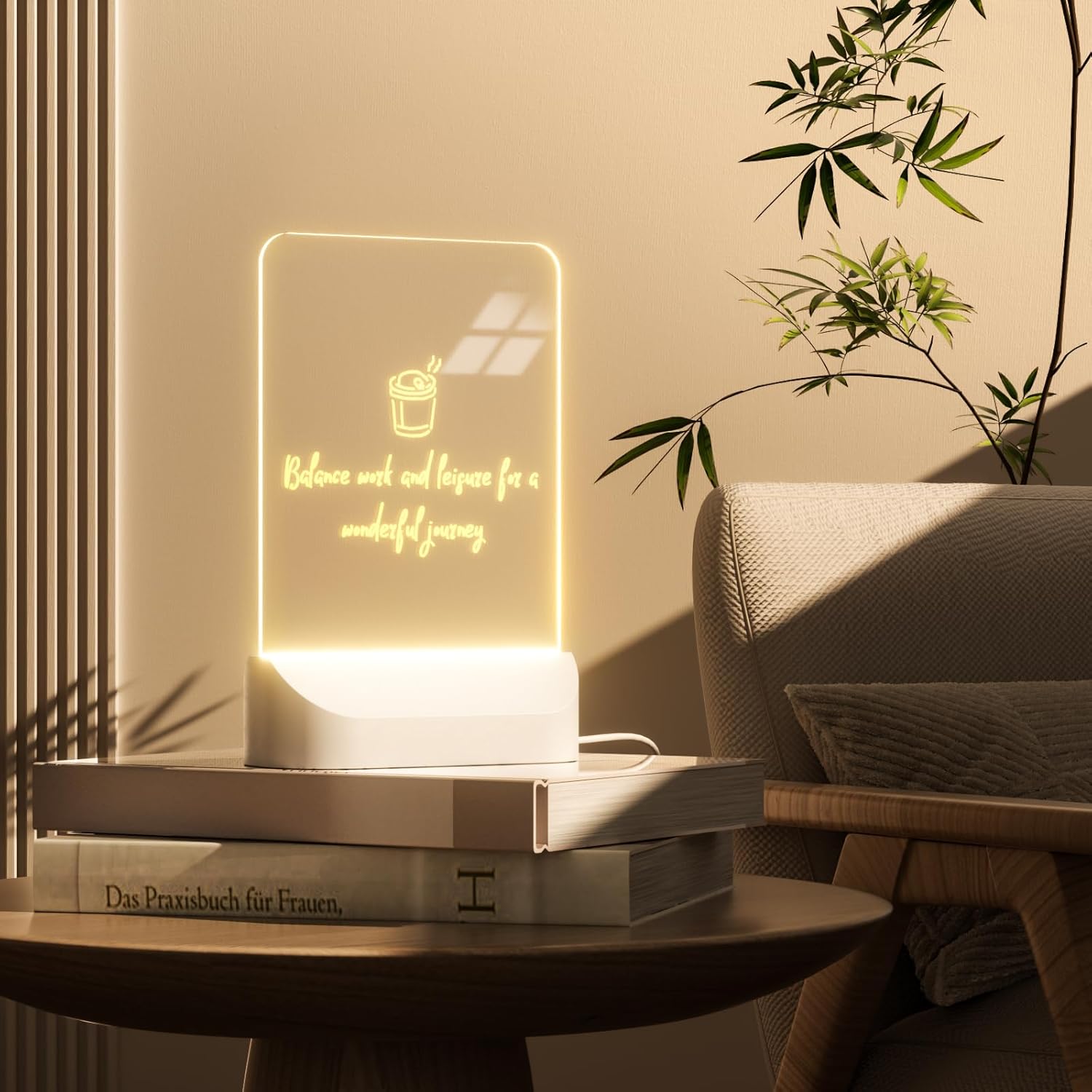 Acrylic Dry Erase Board with Light 4.7”*6.7” LED Night Light DIY Acrylic Dry Erase Board for Room Festival Gift Rewritable LED Drawing Board with 7 Color Pens