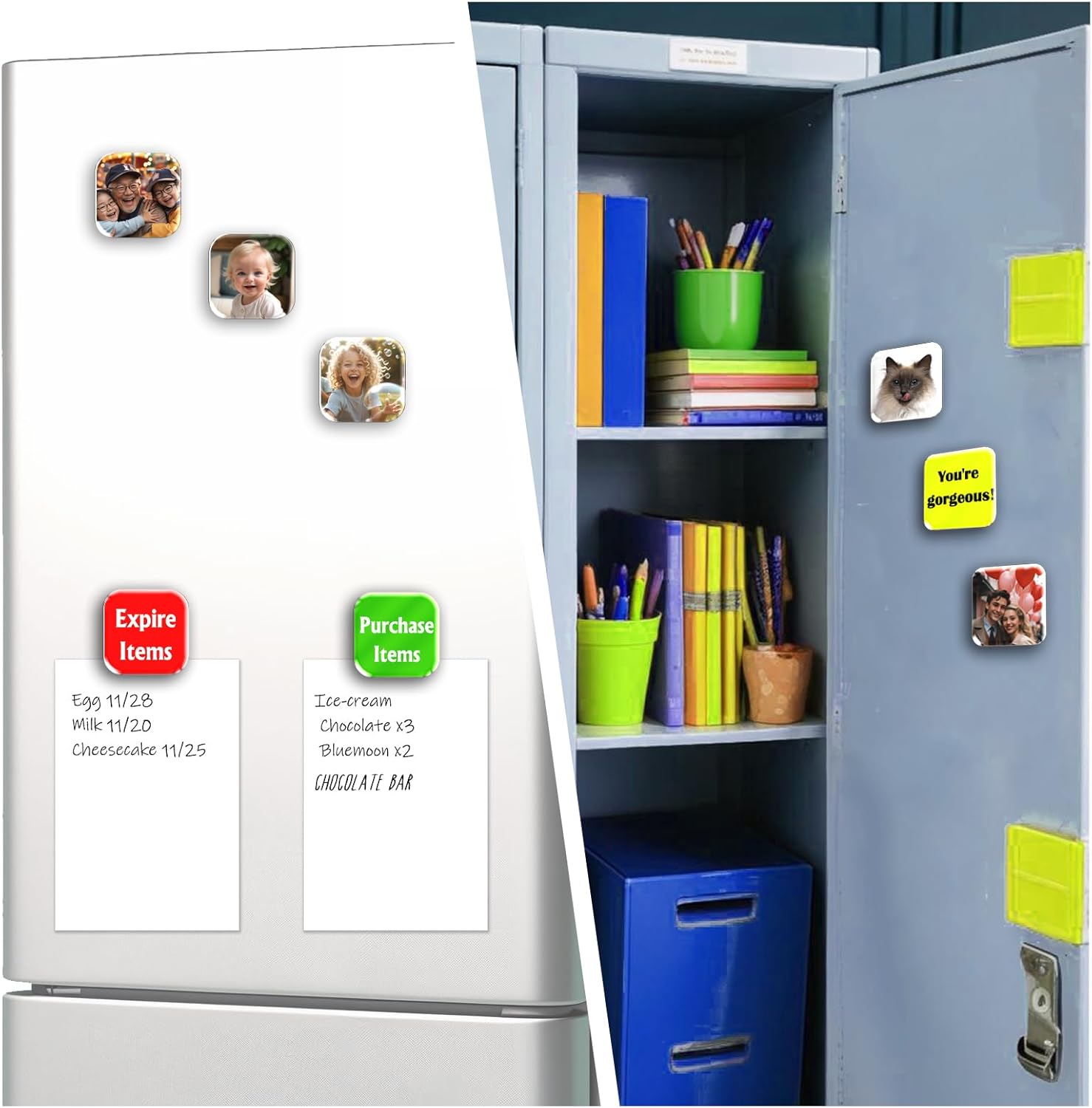 45pcs Blank Acrylic Fridge Magnets, 2" x 2“ Personal DIY Decorative Refrigerator Magnets Kits, for Crafts Home Office Locker Party Gift Kids