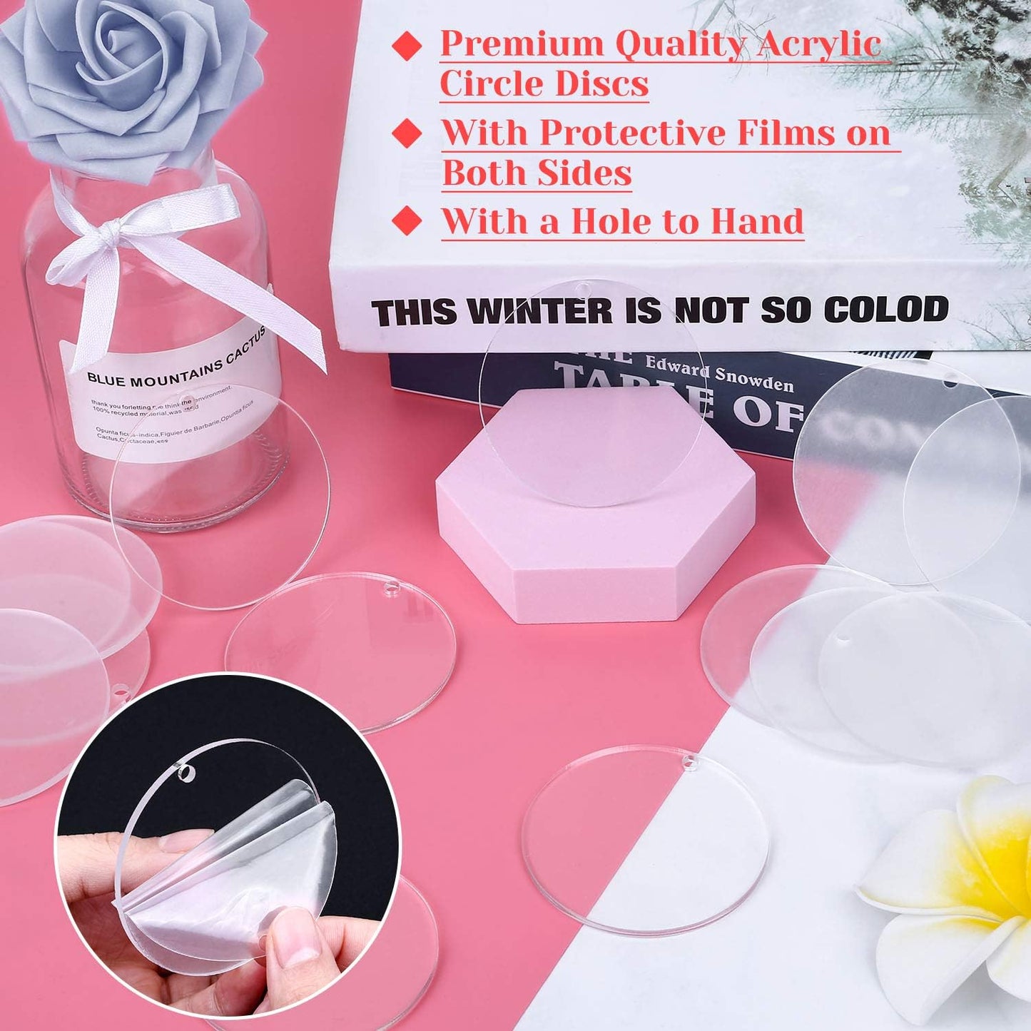 Acrylic Discs Round Acrylic Blanks Bulk with Hole for Engraving