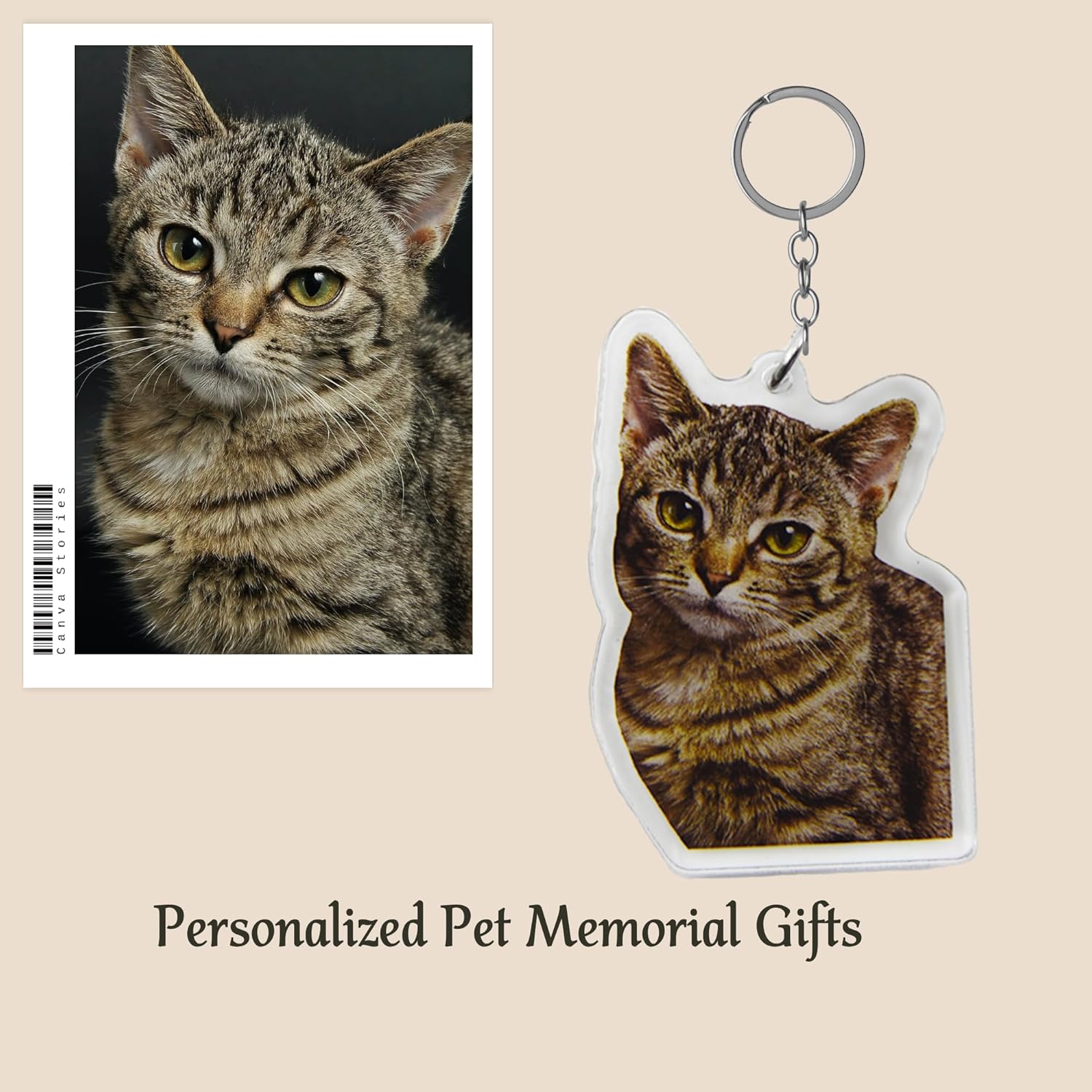 Personalized Photo Dog Cat Acrylic Keychain Custom Keyring Backpack Pendant Gift