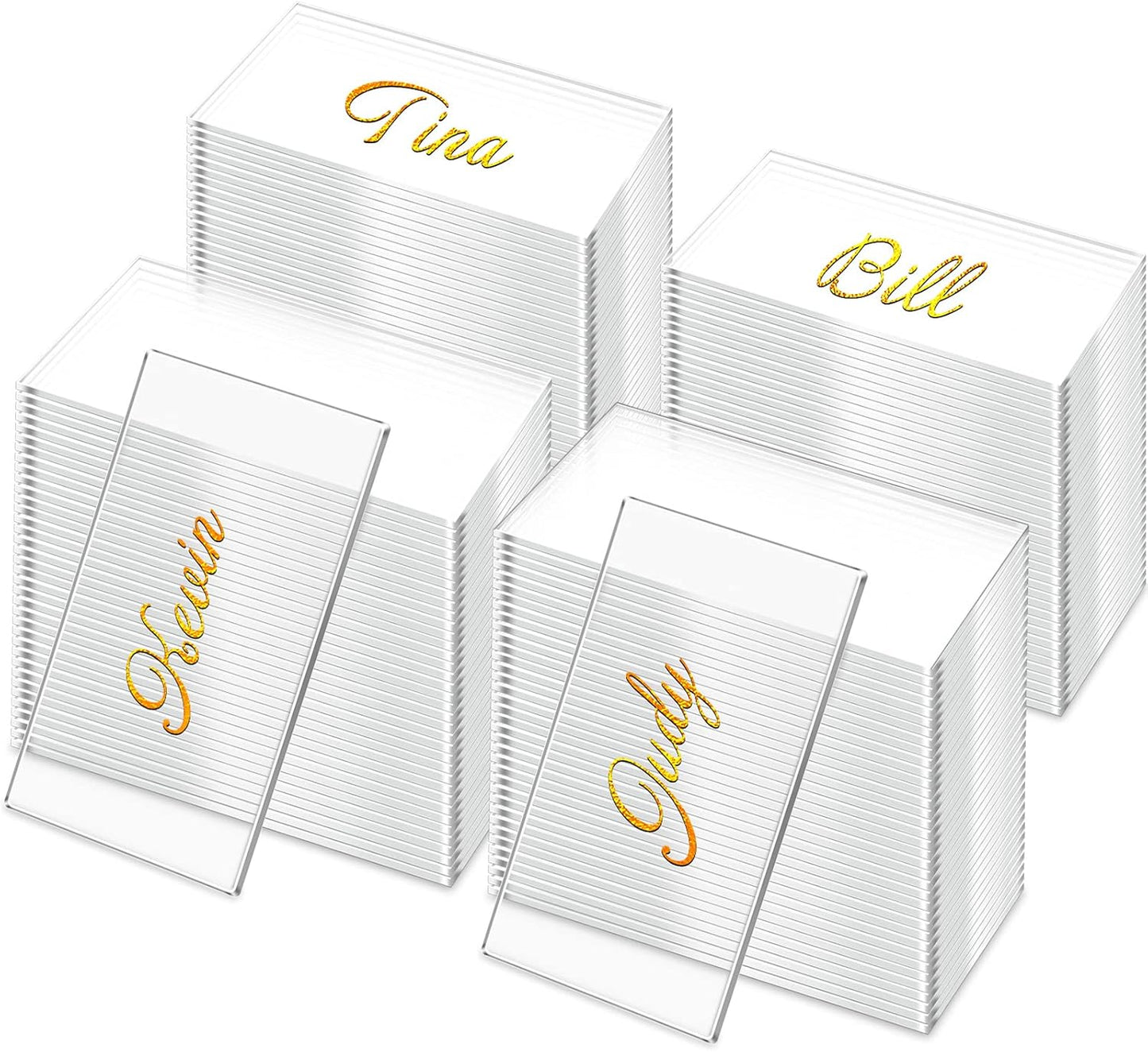 Chunful 120 Pcs Clear Acrylic Wedding Place Cards Acrylic Table Number Card Blank Name Plate Seating Chart Sign for Wedding DIY Table Setting Banquet Party(Hexagonal Style)