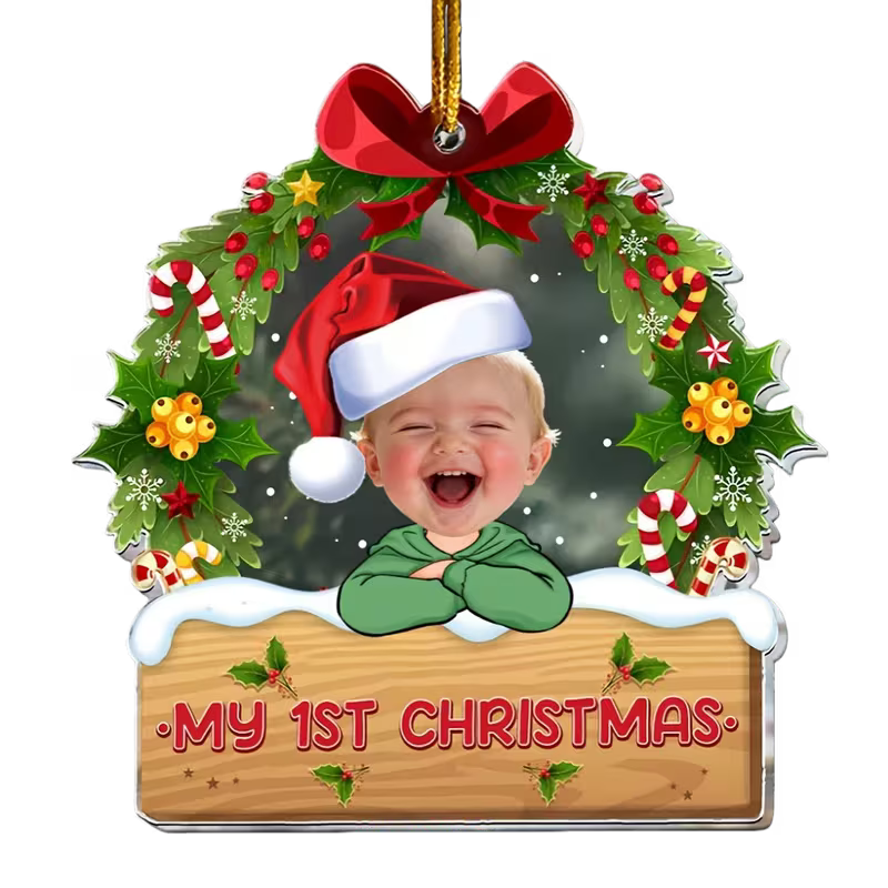 Personalized Baby Photo Acrylic Christmas Ornament