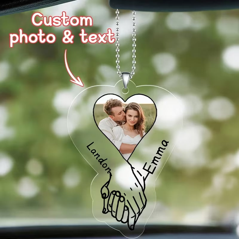 Custom Photo & Text Acrylic Rearview Mirror Charm