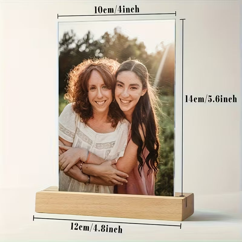 Personalized Photo Acrylic Display with Wooden Base