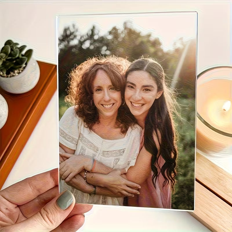 Personalized Photo Acrylic Display with Wooden Base