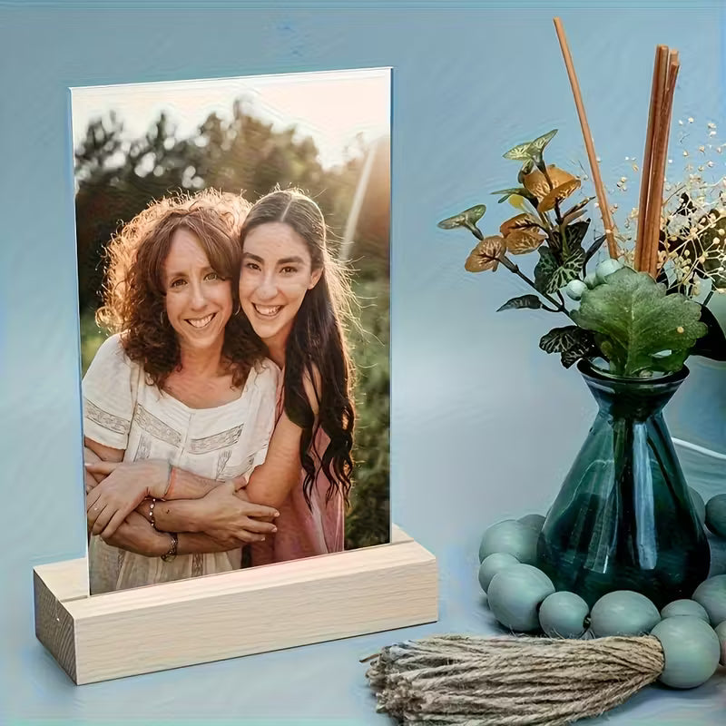 Personalized Photo Acrylic Display with Wooden Base