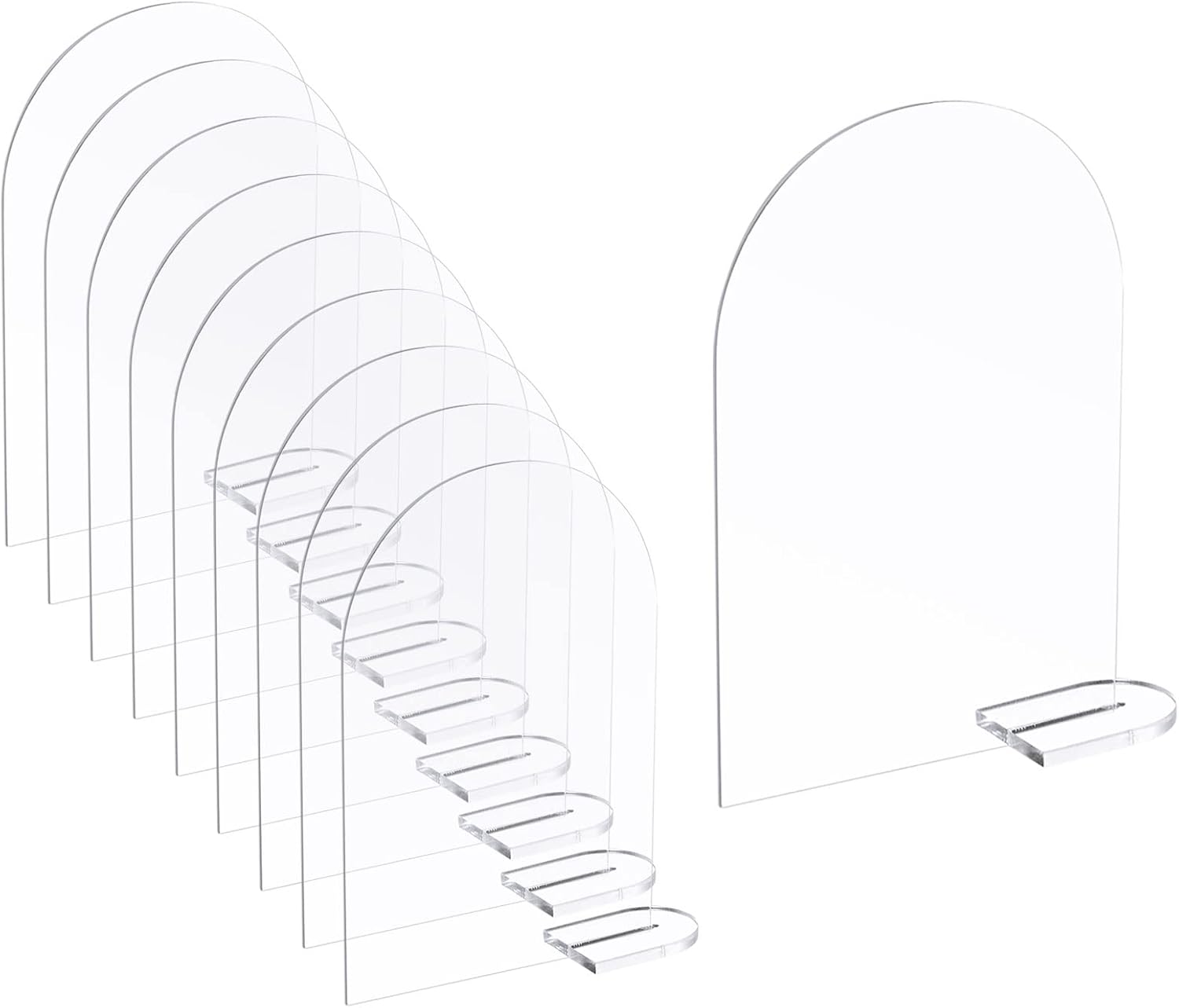 uxcell 30pcs 4 x 6 Blank Clear Arch Acrylic Sign with Stand, Acrylic Arch Table Numbers for Wedding Reception Party Restaurant Centerpieces Decor
