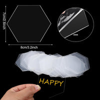 Chunful 120 Pcs Clear Acrylic Wedding Place Cards Acrylic Table Number Card Blank Name Plate Seating Chart Sign for Wedding DIY Table Setting Banquet Party(Hexagonal Style)