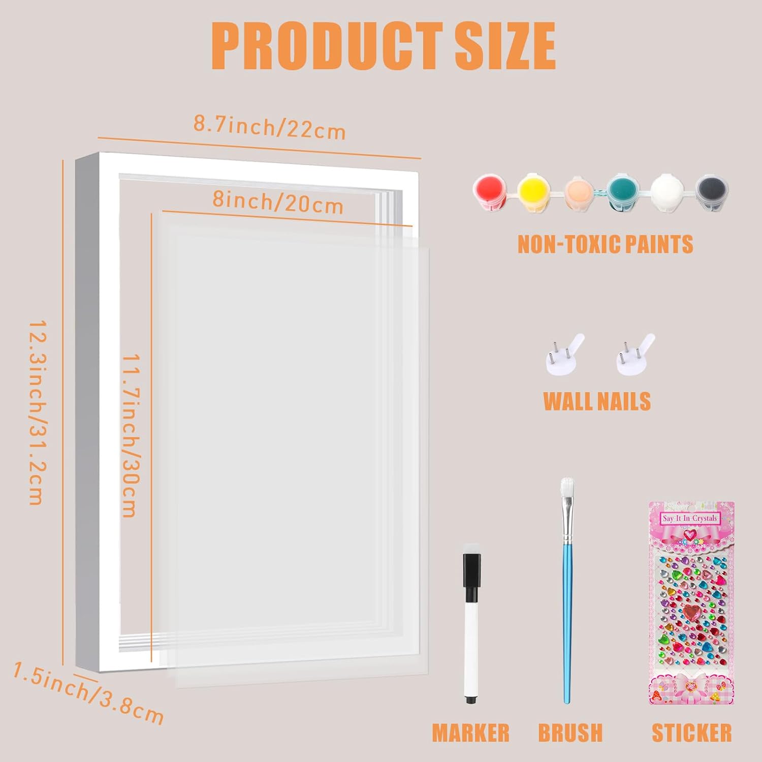 Family Handprint Kit - DIY Craft Keepsake Frame with Clear Acrylic Boards & Non-Toxic Paints, Unique Gift for New Families & Pets (White)
