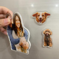 Personalized Photo Fridge Magnet, Custom Dog Cat Family Image Acrylic Refrigerator Magnets, Magnetic Picture Decoration for Home RV School Office Kitchen