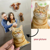 Personalized Photo Fridge Magnet, Custom Dog Cat Family Image Acrylic Refrigerator Magnets, Magnetic Picture Decoration for Home RV School Office Kitchen