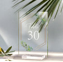 OurWarm Acrylic Wedding Table Numbers 1-20 with Stands, 4x6 Inch Clear Acrylic Sign Place Cards with Gold Trim Green Floral Theme for Wedding Reception Bridal Shower Wedding Table Decorations