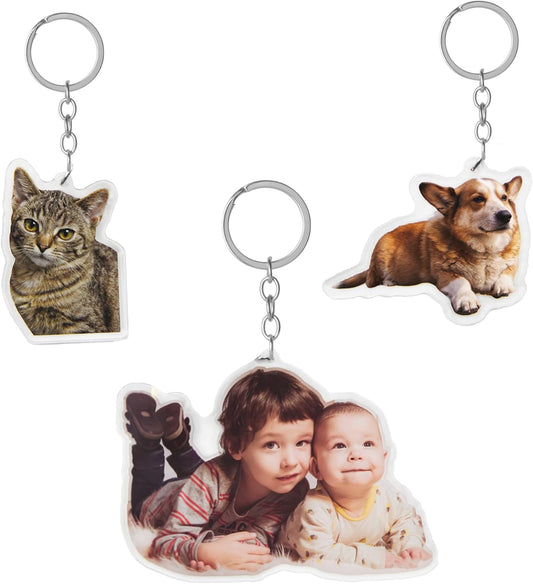 Personalized Photo Dog Cat Acrylic Keychain Custom Keyring Backpack Pendant Gift