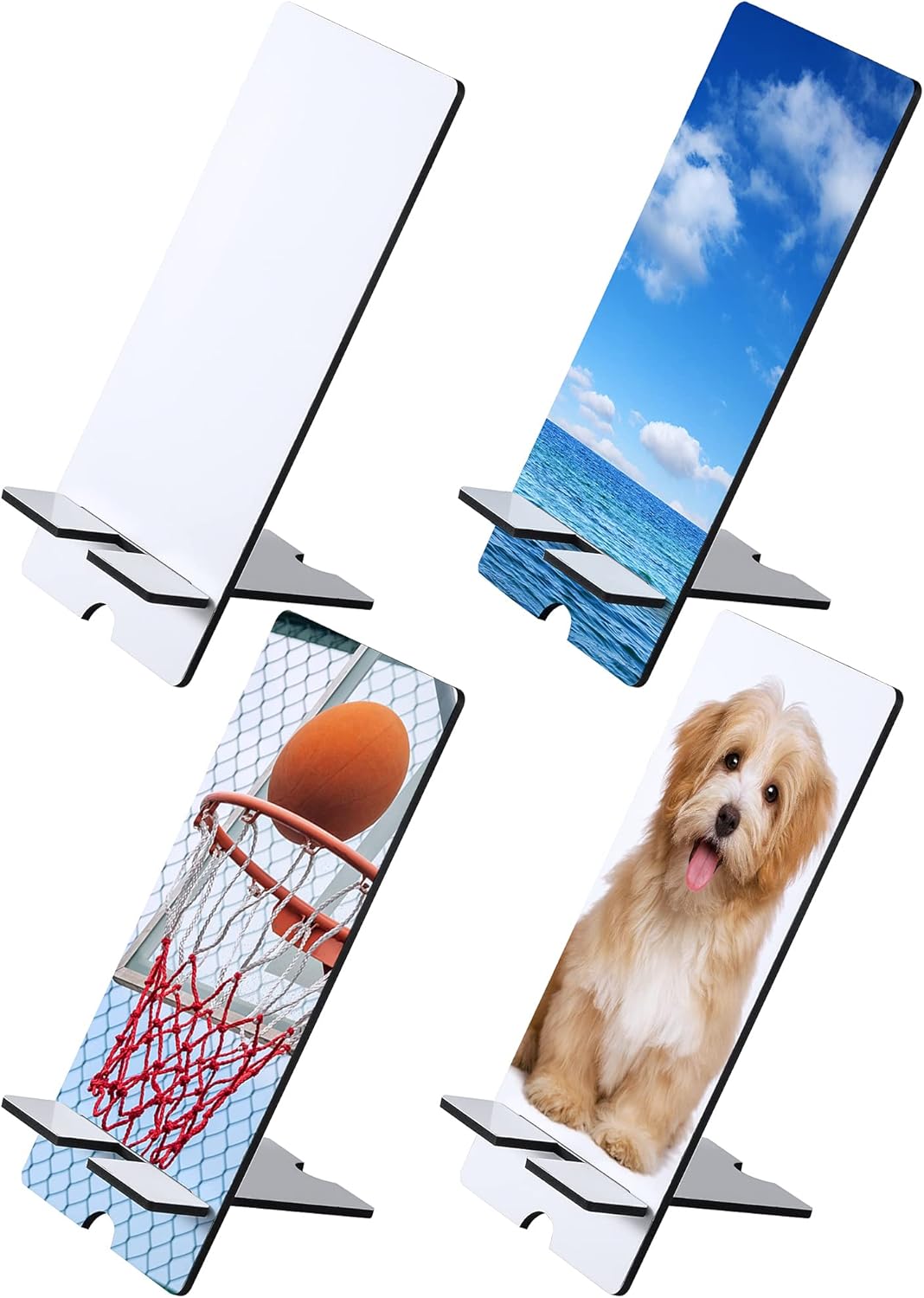 4 Pieces Sublimation Blank Phone Stand Sublimation Cell Phone Holder for Desk Wood Smartphone Holders DIY Craft Charging Stand for Desktop Office Table Home Kitchen
