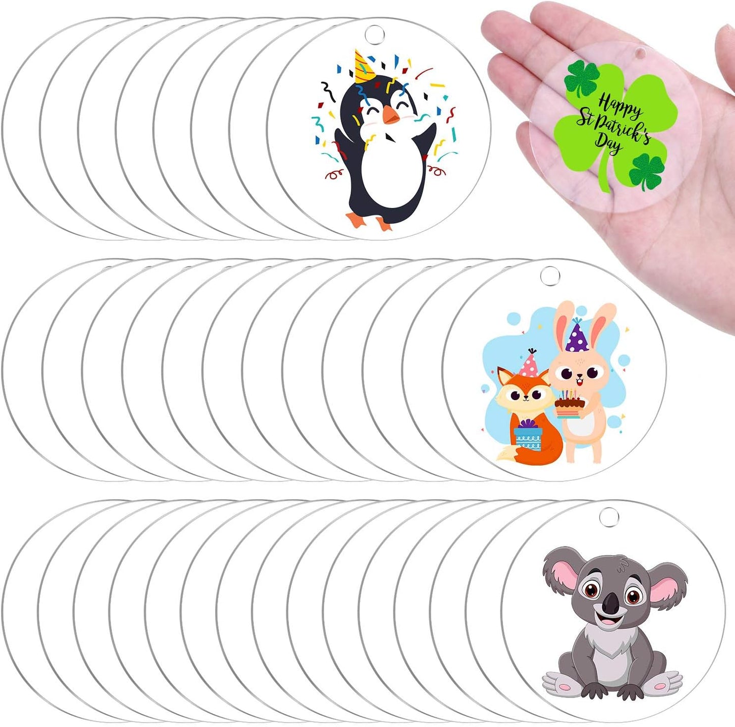 Acrylic Discs Round Acrylic Blanks Bulk with Hole for Engraving