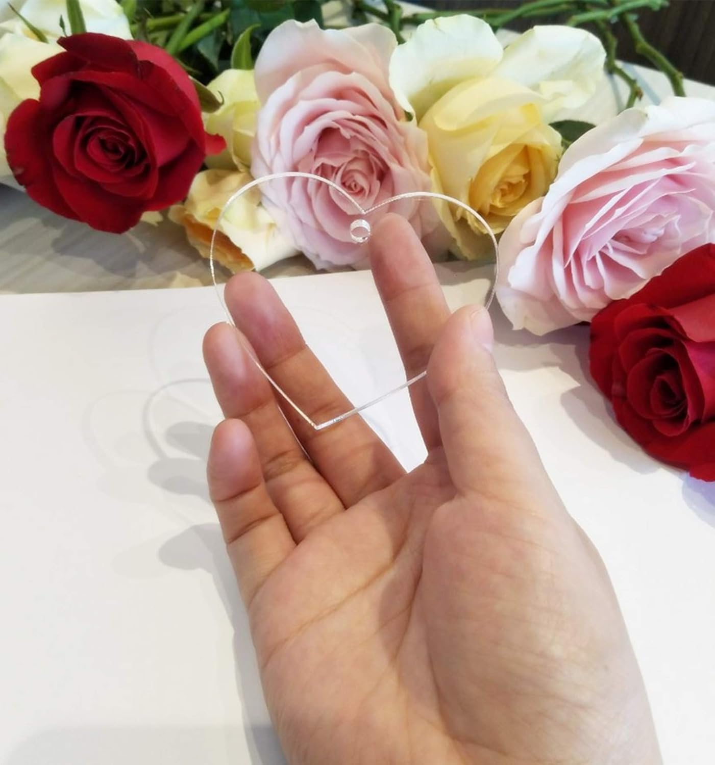 10 Count Clear Blank Acrylic Hearts,Blank Clear Acrylic Keychain, Plexiglass Laser Cut Hearts (3")