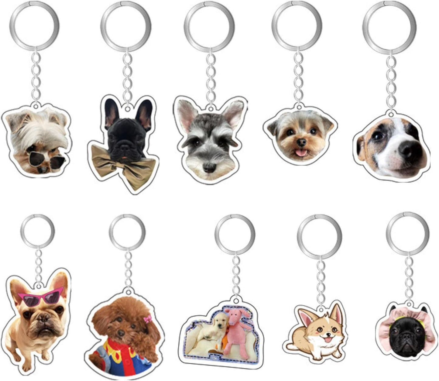 Personalized Photo Dog Cat Acrylic Keychain Custom Keyring Backpack Pendant Gift