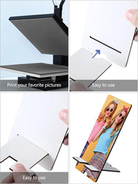 4 Pieces Sublimation Blank Phone Stand Sublimation Cell Phone Holder for Desk Wood Smartphone Holders DIY Craft Charging Stand for Desktop Office Table Home Kitchen