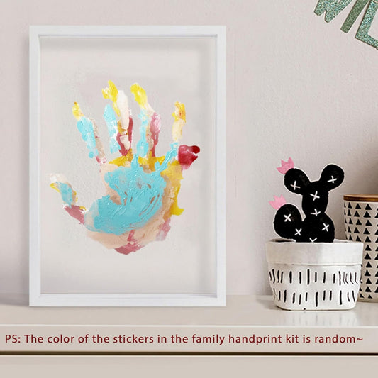 Family Handprint Kit - DIY Craft Keepsake Frame with Clear Acrylic Boards & Non-Toxic Paints, Unique Gift for New Families & Pets (White)