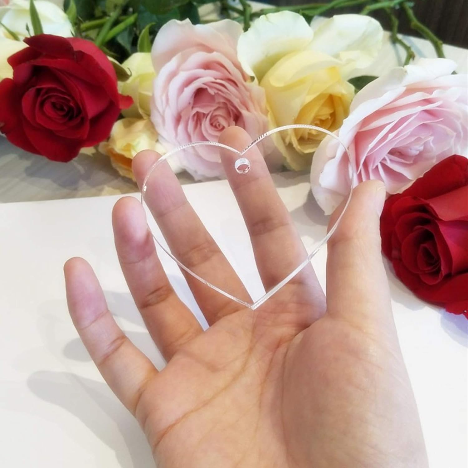 10 Count Clear Blank Acrylic Hearts,Blank Clear Acrylic Keychain, Plexiglass Laser Cut Hearts (3")