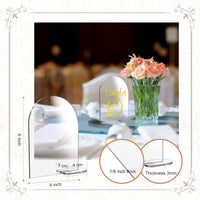 25 Sets Clear Arch Acrylic Sign With Stand - Blank Arched Round Top Sheet for DIY Table Numbers, Wedding Stand Holder, Events, Parties Centerpieces Decor (4 x 6 Inch)