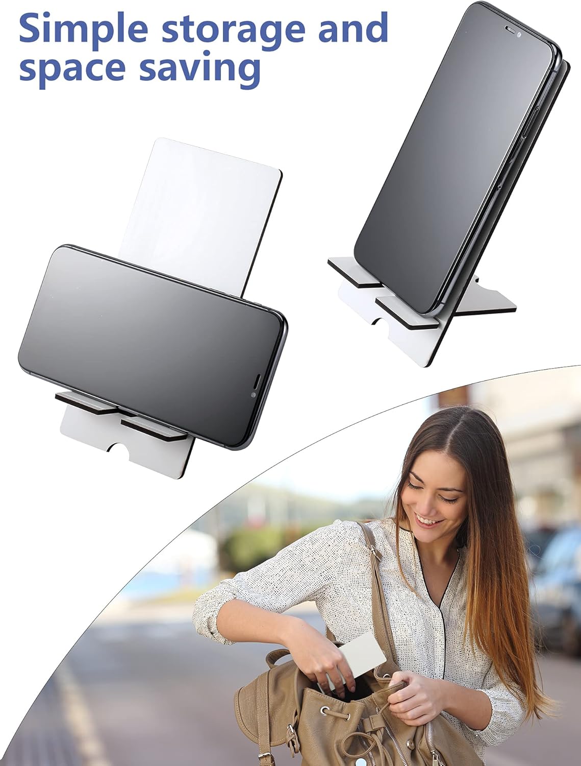 4 Pieces Sublimation Blank Phone Stand Sublimation Cell Phone Holder for Desk Wood Smartphone Holders DIY Craft Charging Stand for Desktop Office Table Home Kitchen