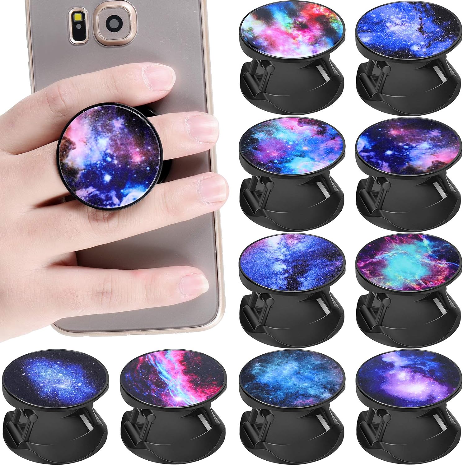 Weewooday 10 Pieces Phone Grip Holder Nebula Collapsible Phone Holder Self-Adhesive Sublimation for Smartphone and Tablets(10 Pieces)
