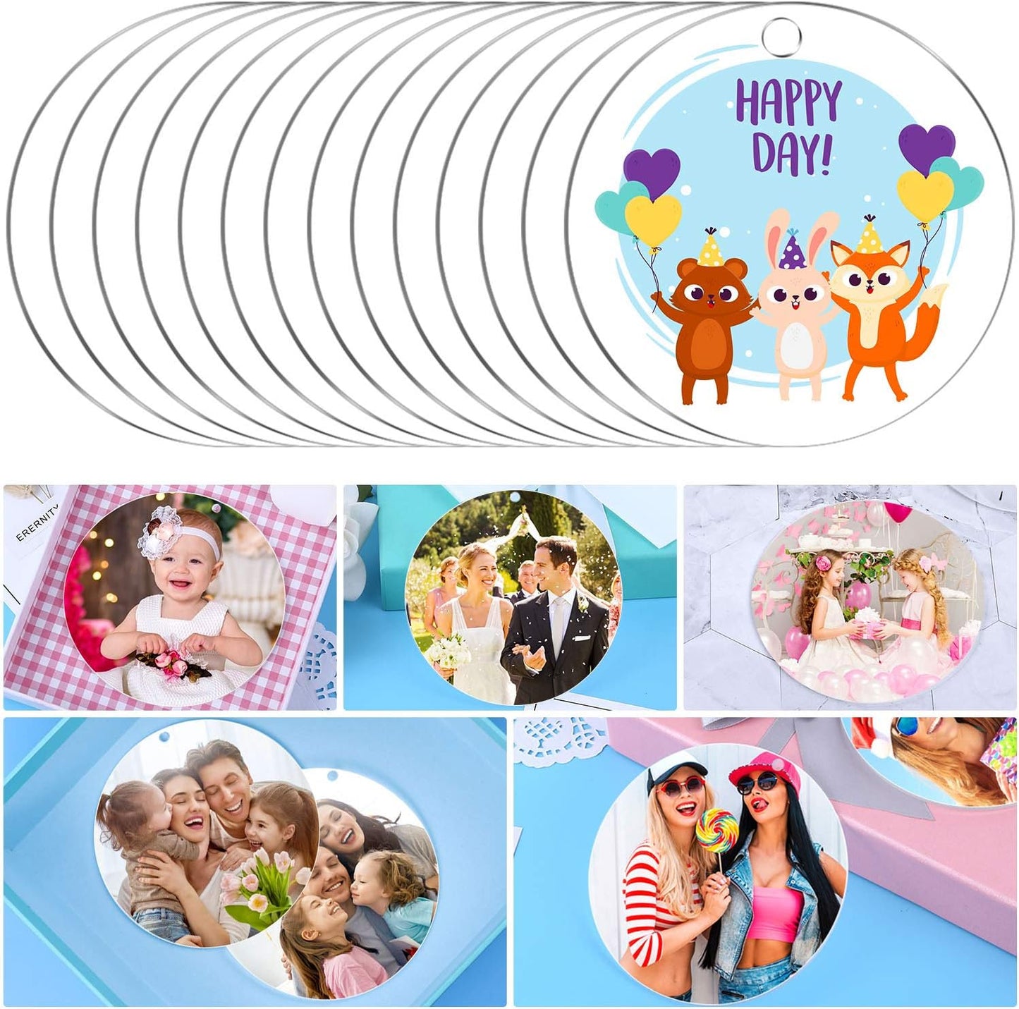 Acrylic Discs Round Acrylic Blanks Bulk with Hole for Engraving