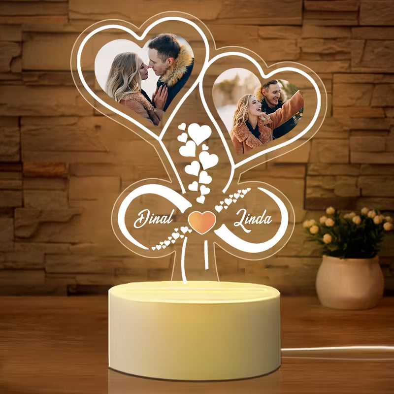 Personalized Infinity Heart LED Lamp